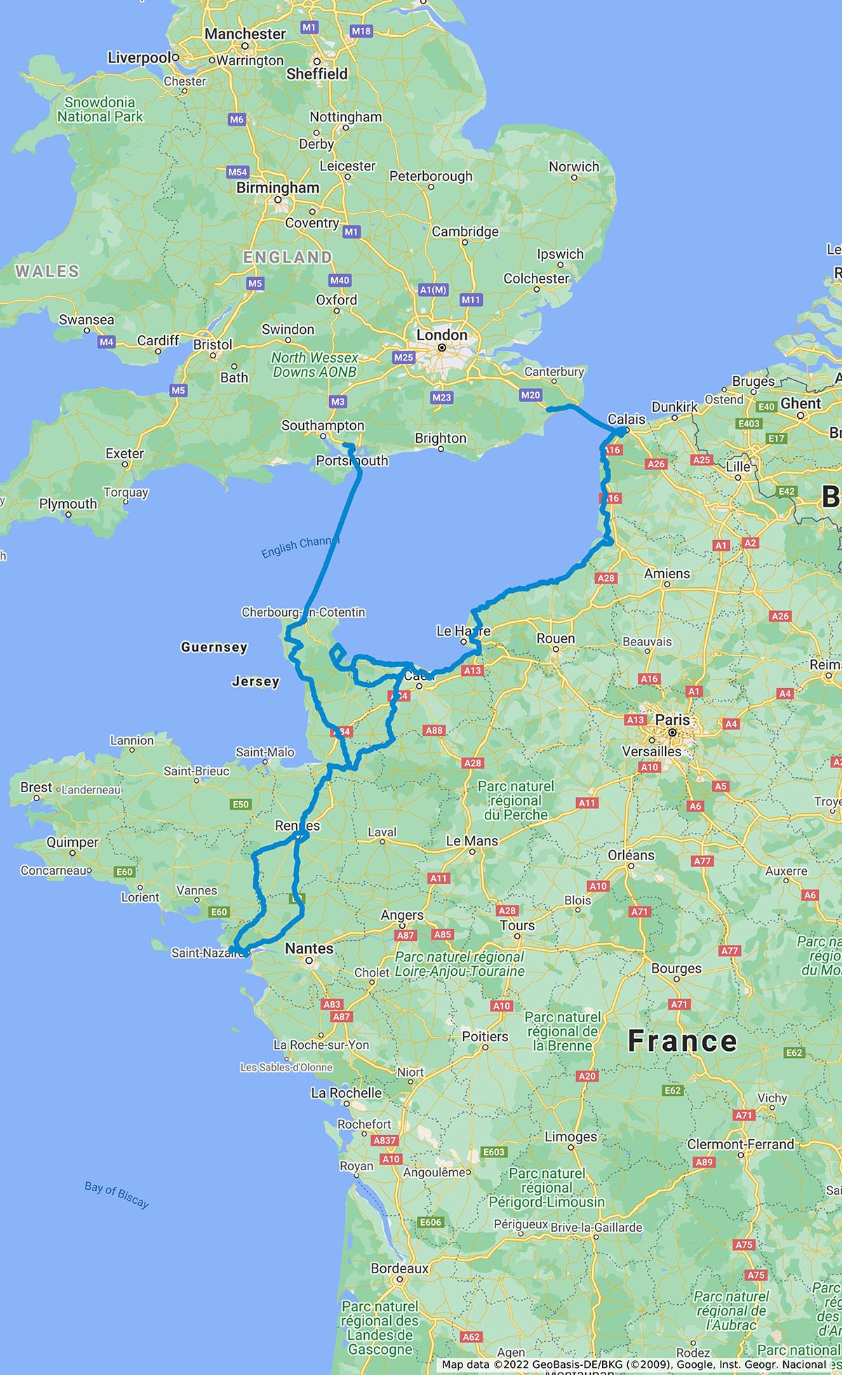 Normandy Tour Route